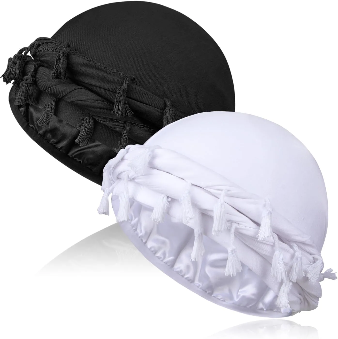 2 Pcs Satin Lined Turban With Long Twist Straps, Silky Head Wraps for Men, Halo Head Scarf for Hair
