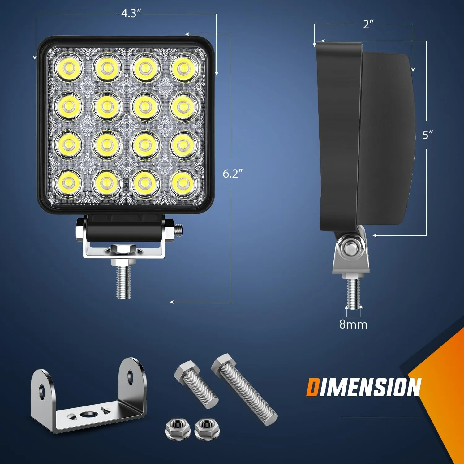 2018-2024 Polaris Ranger 1000 XP/Ranger 1000 XP Crew 4 Inch 48W Flood Square Led Work Lights