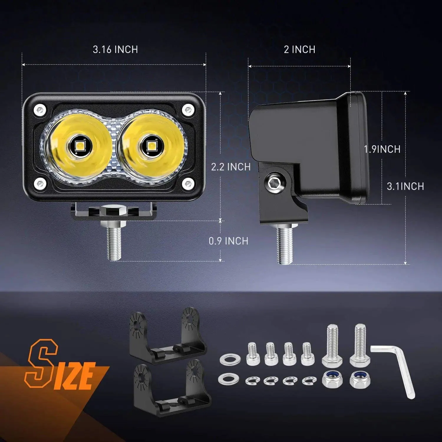 3 Inch 10W 1300LM Spot Built-in EMC LED Work Lights (Pair)