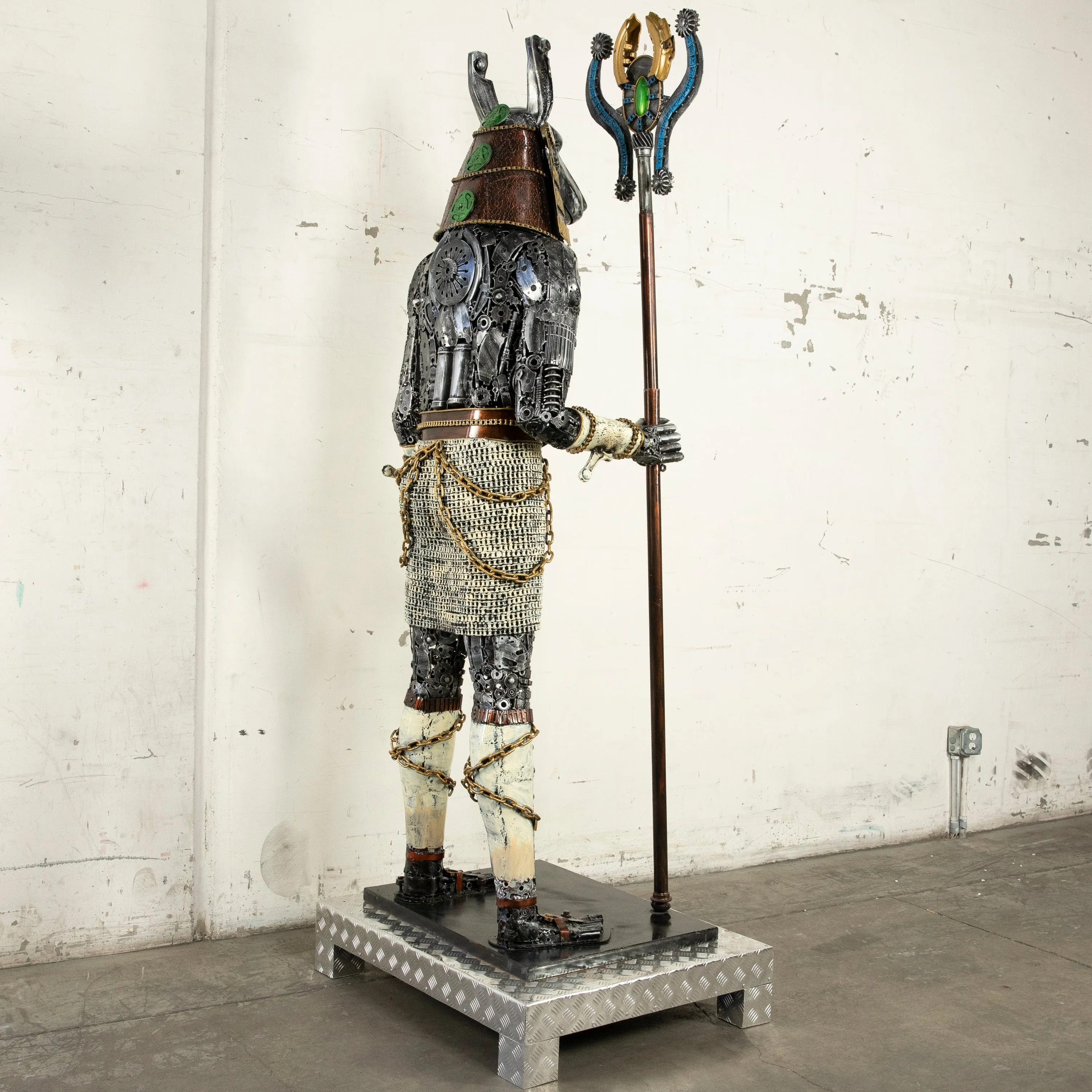 91" Anubis Recycled Metal Sculpture Anubis