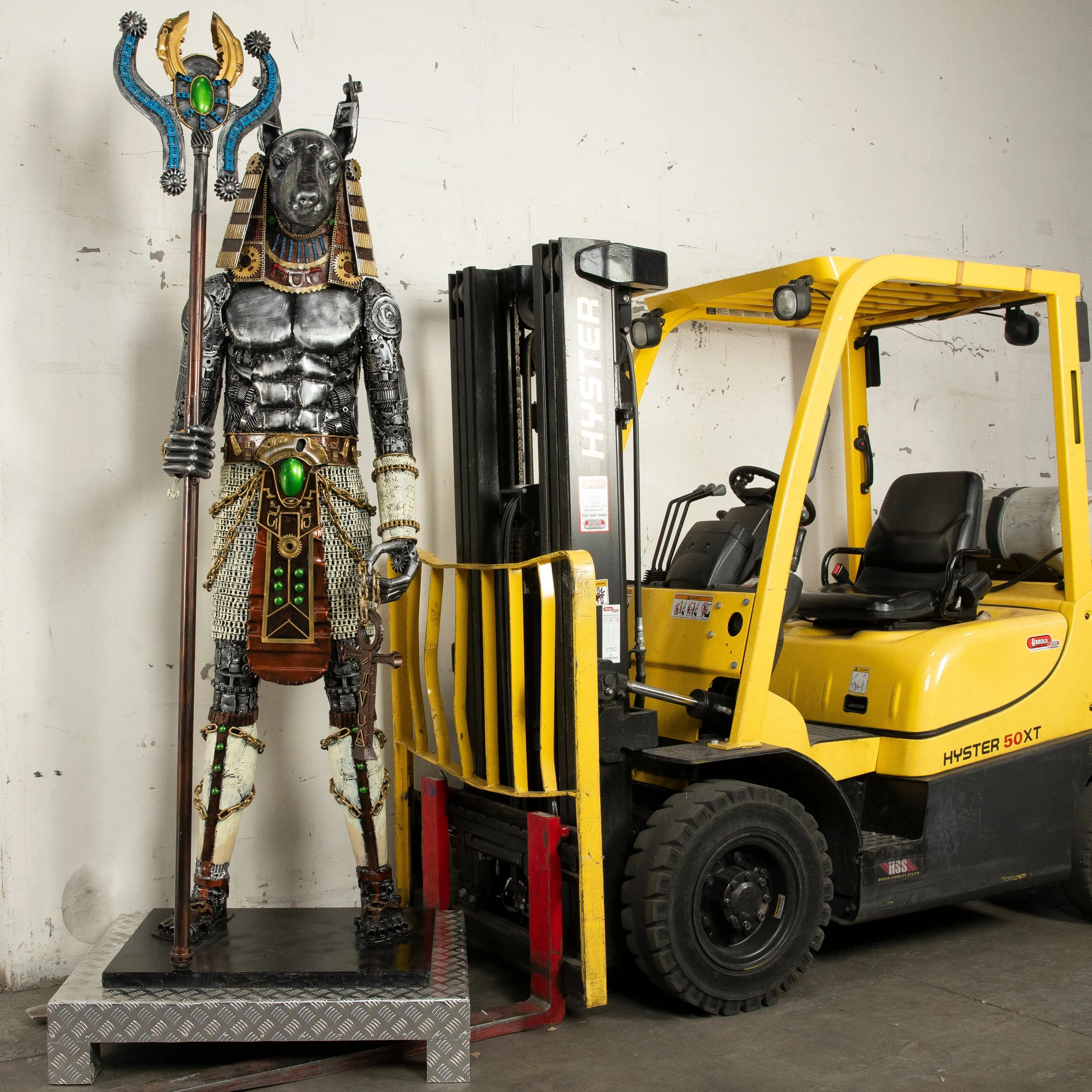 91" Anubis Recycled Metal Sculpture Anubis