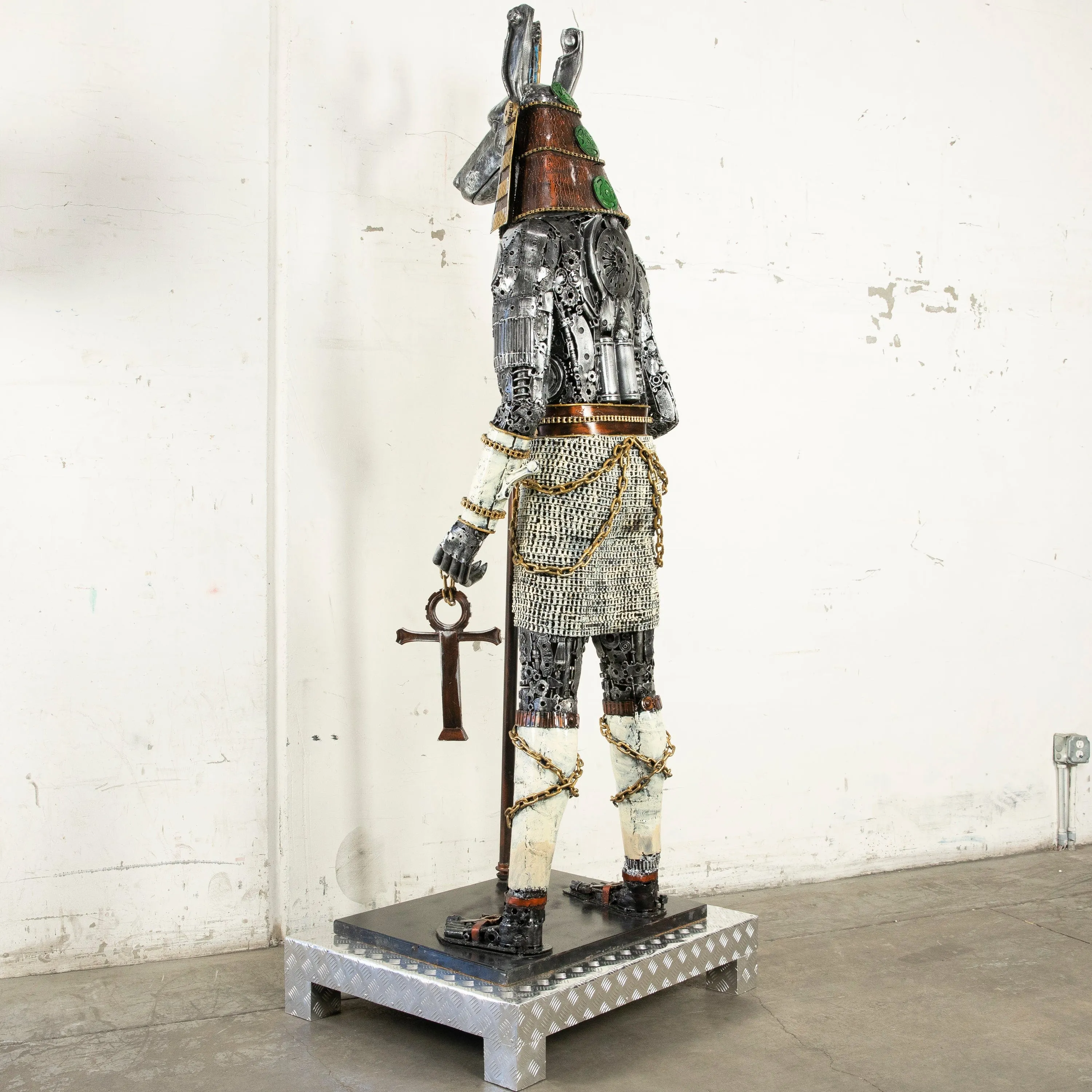91" Anubis Recycled Metal Sculpture Anubis