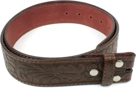 BC Belts Leather Belt Strap with Embossed Western Scrollwork 1.5" Wide with Snaps