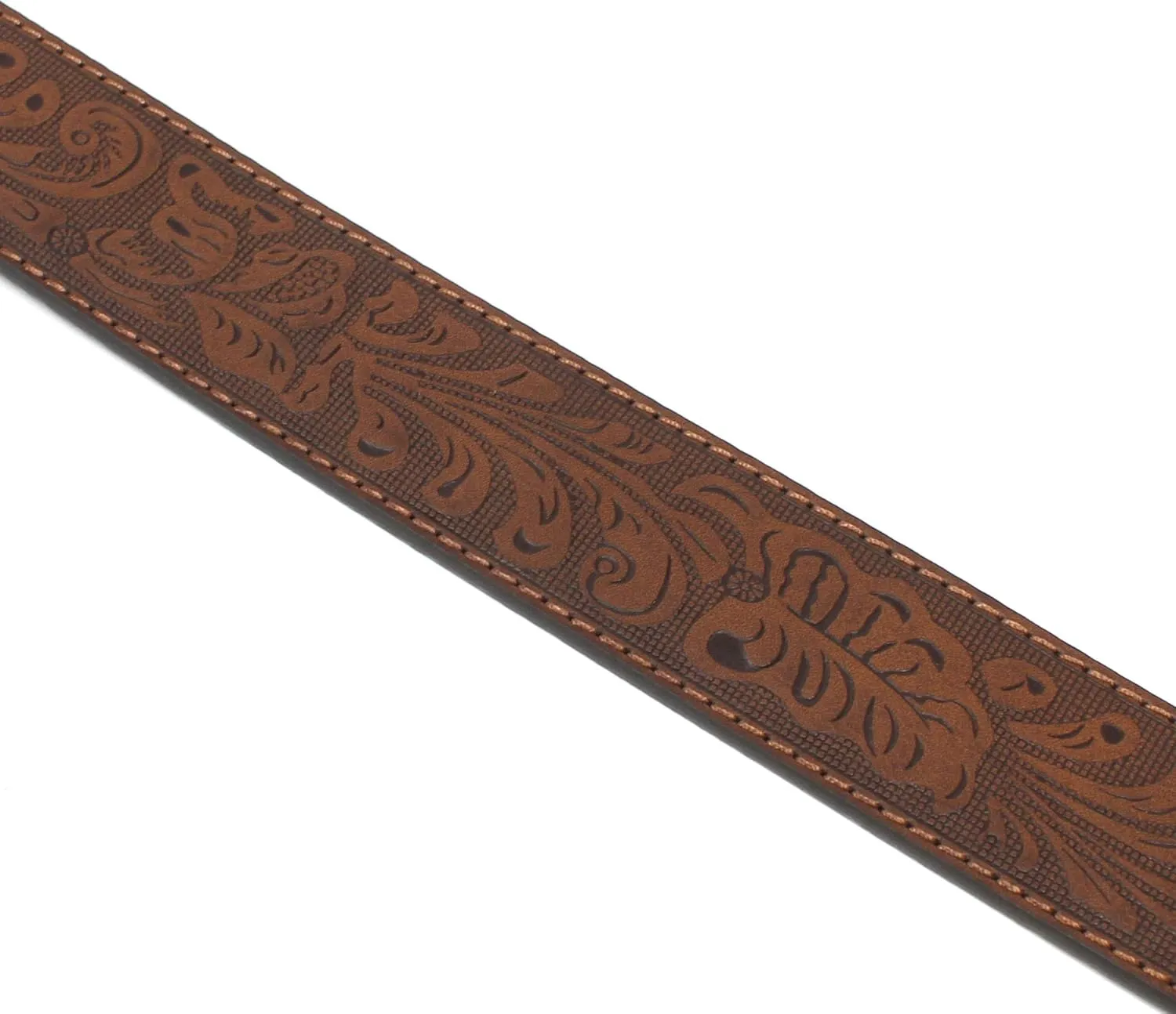BC Belts Leather Belt Strap with Embossed Western Scrollwork 1.5" Wide with Snaps