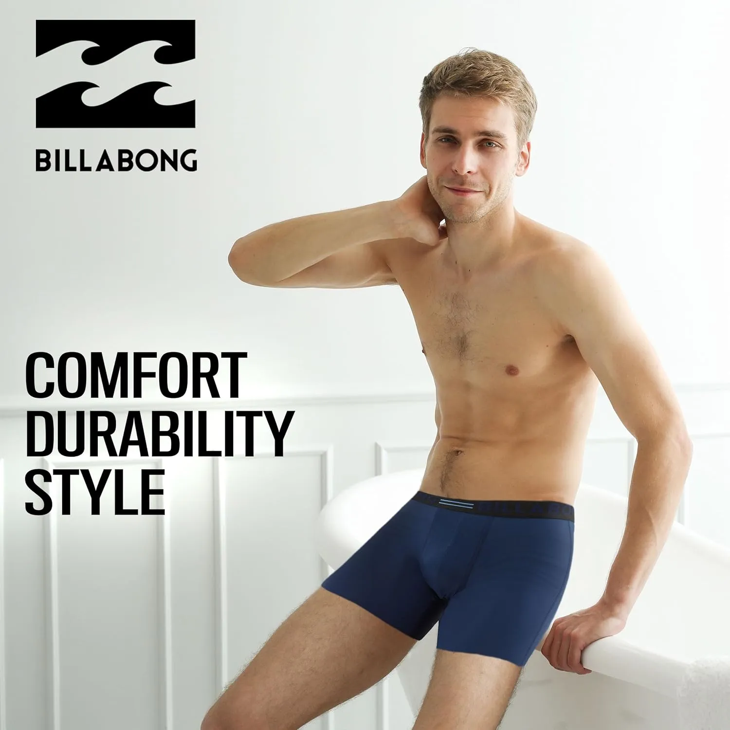 Billabong Mens Boxer Briefs 4 Pack Long Leg Performance Compression Shorts Mens Underwear 7.5?? Inseam
