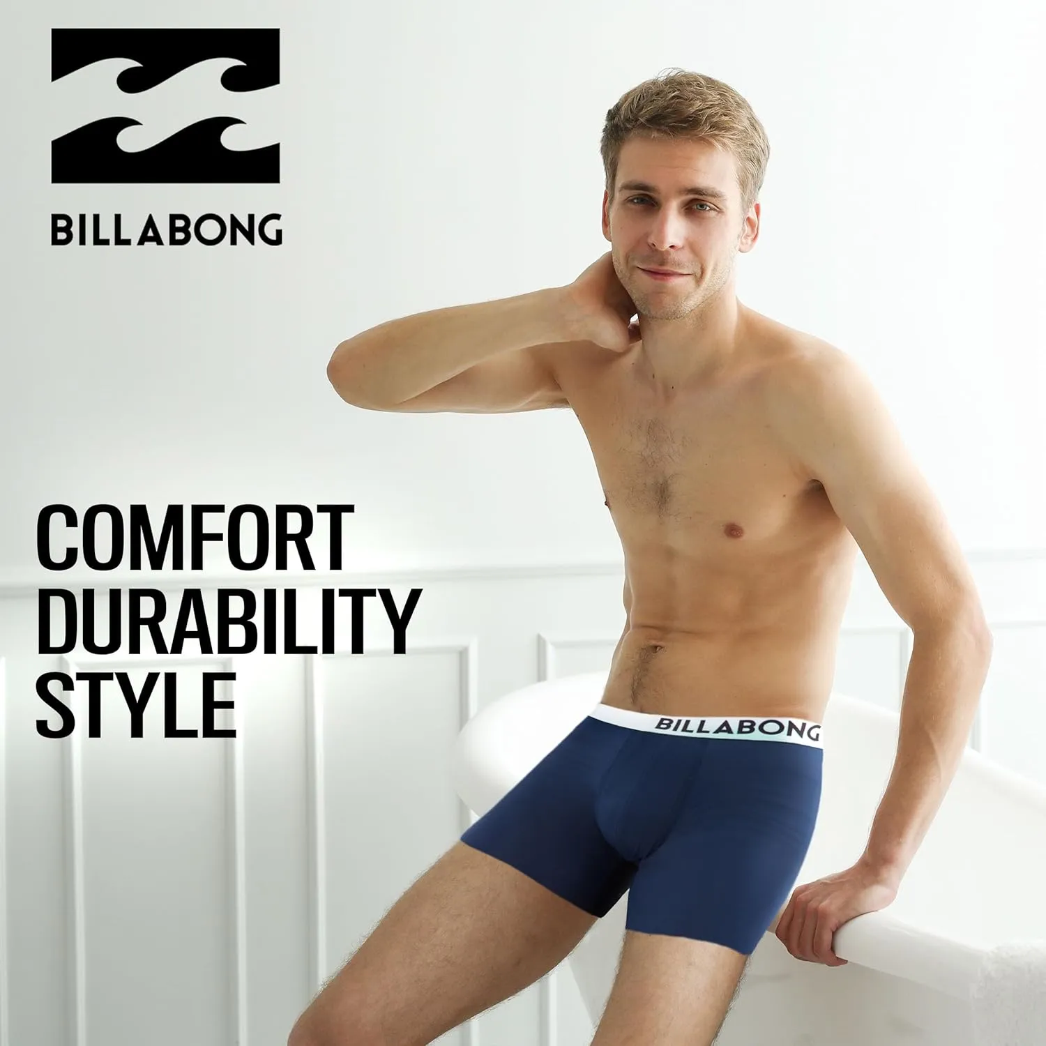 Billabong Mens Boxer Briefs 4 Pack Long Leg Performance Compression Shorts Mens Underwear 7.5?? Inseam