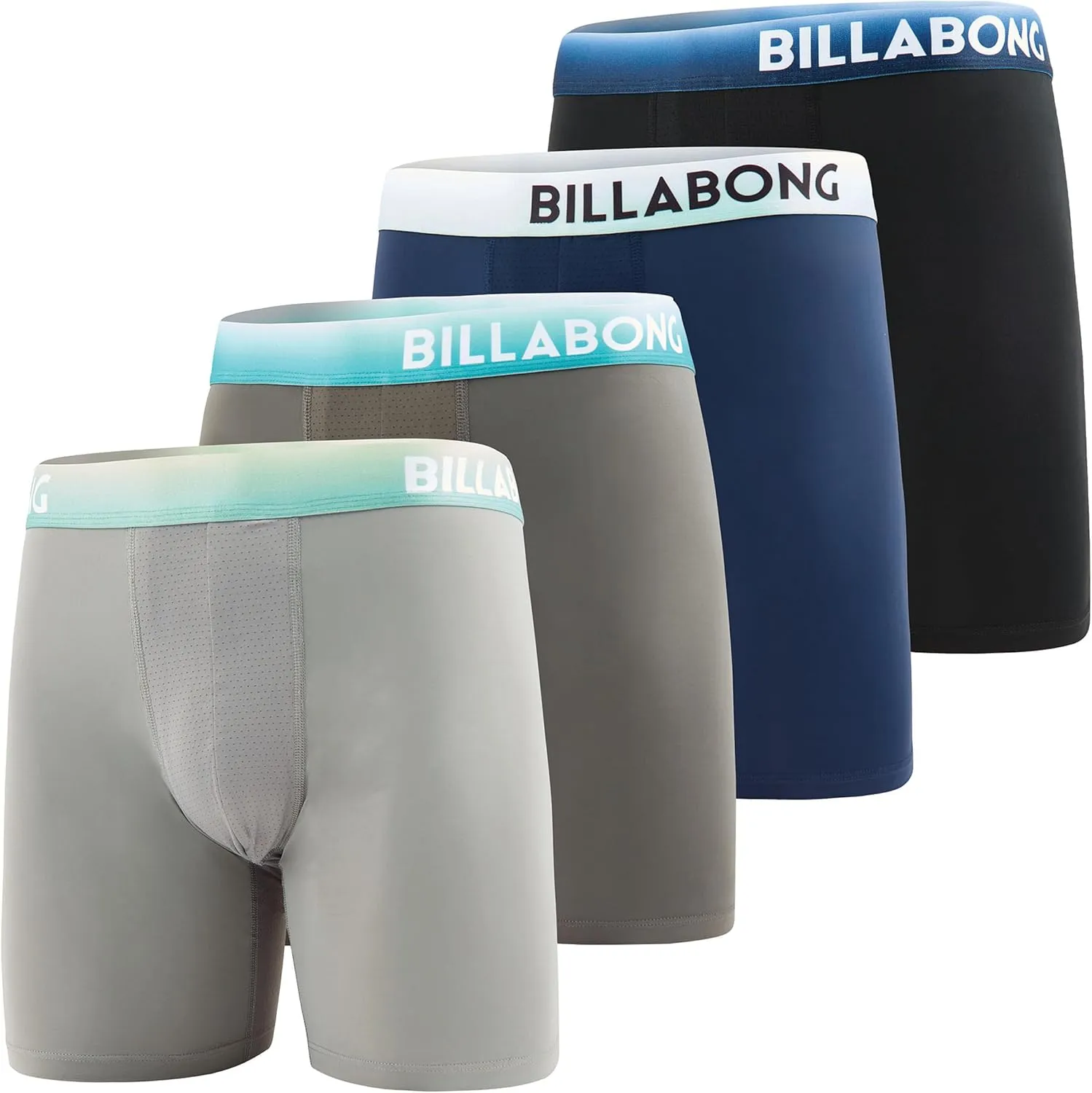 Billabong Mens Boxer Briefs 4 Pack Long Leg Performance Compression Shorts Mens Underwear 7.5?? Inseam