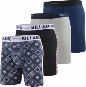 Billabong Mens Boxer Briefs 4 Pack Long Leg Performance Compression Shorts Mens Underwear 7.5?? Inseam