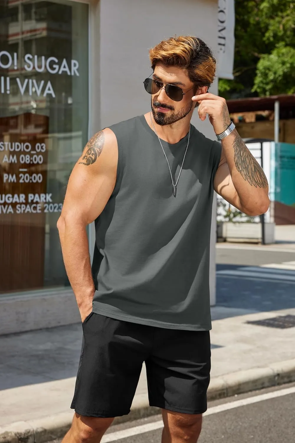 COOFANDY Men's Tank Top Cotton Workout Sleeveless Muscle T Shirts Casual Summer Tank Shirts