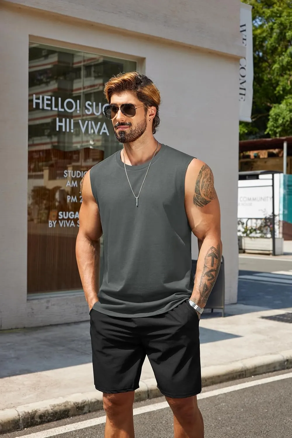 COOFANDY Men's Tank Top Cotton Workout Sleeveless Muscle T Shirts Casual Summer Tank Shirts