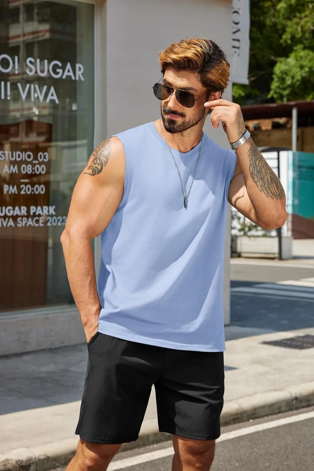 COOFANDY Men's Tank Top Cotton Workout Sleeveless Muscle T Shirts Casual Summer Tank Shirts
