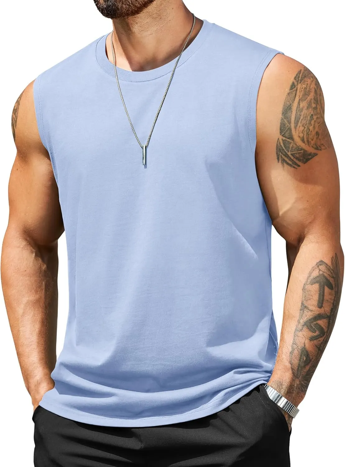 COOFANDY Men's Tank Top Cotton Workout Sleeveless Muscle T Shirts Casual Summer Tank Shirts