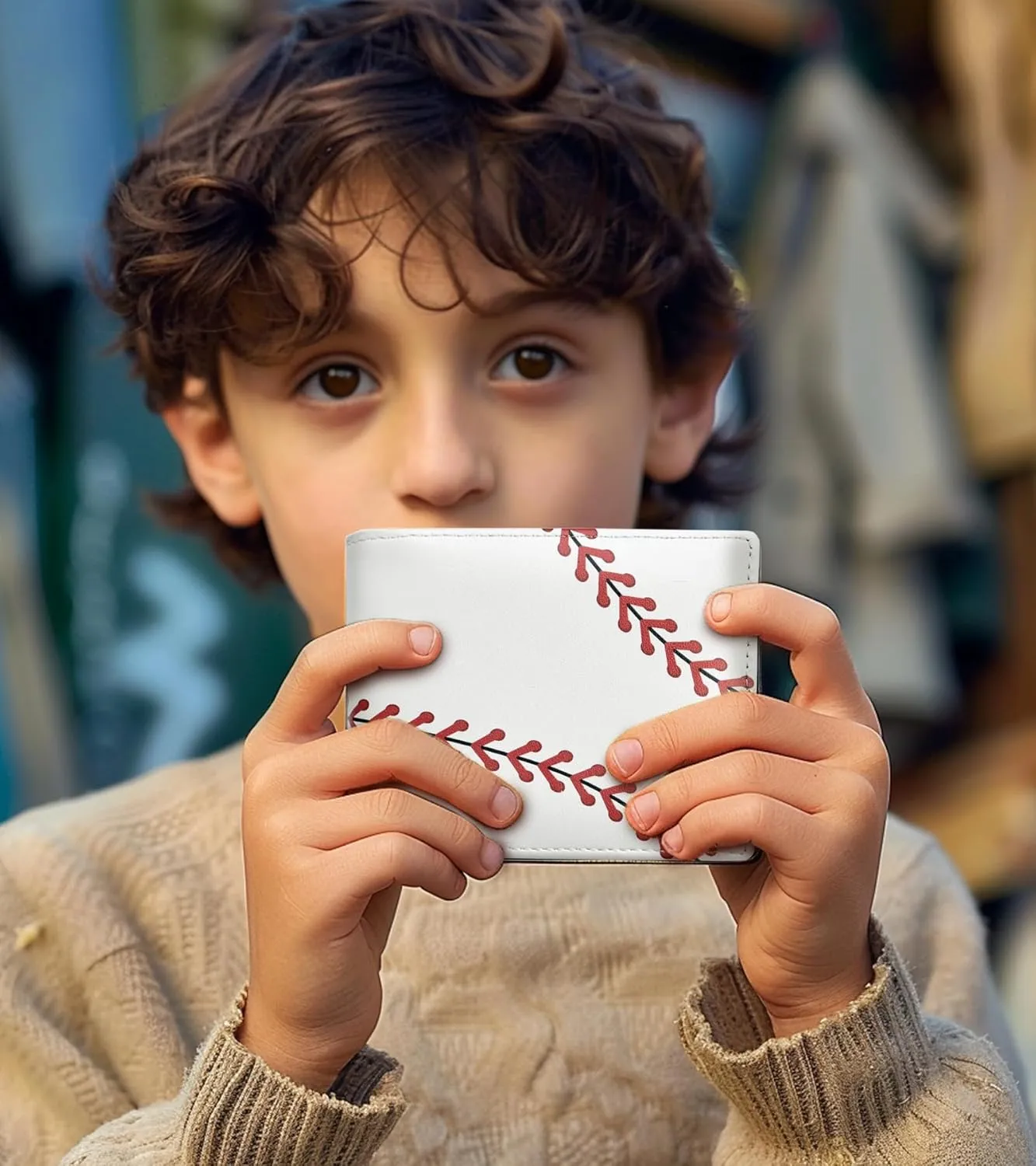 Credit Card Holder Wallet Rfid Blocking Kids Boys Bifold Teen Cool Cute for Cash with ID Window Cardholder Teenage Teenager, Baseball