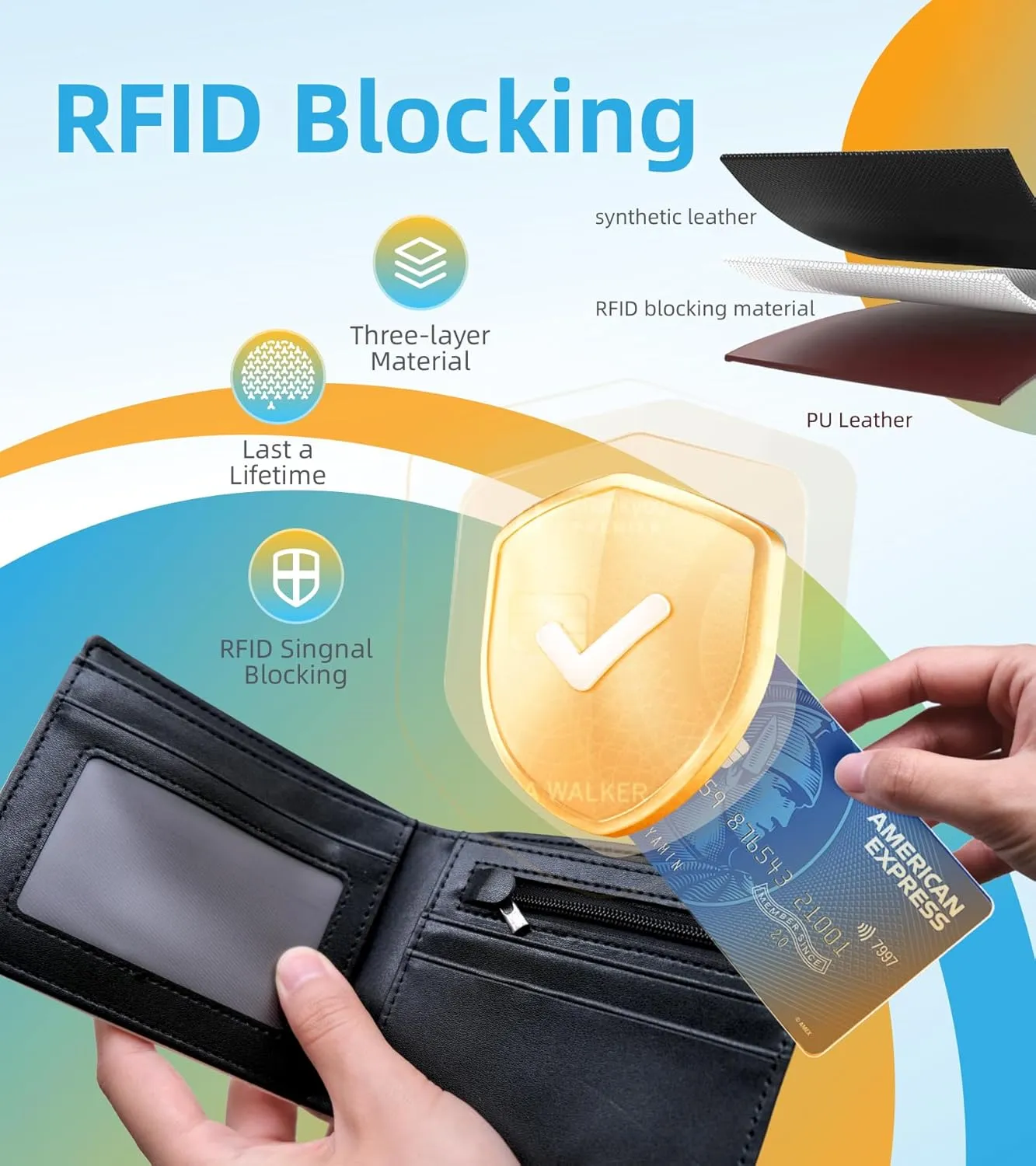 Credit Card Holder Wallet Rfid Blocking Kids Boys Bifold Teen Cool Cute for Cash with ID Window Cardholder Teenage Teenager, Baseball