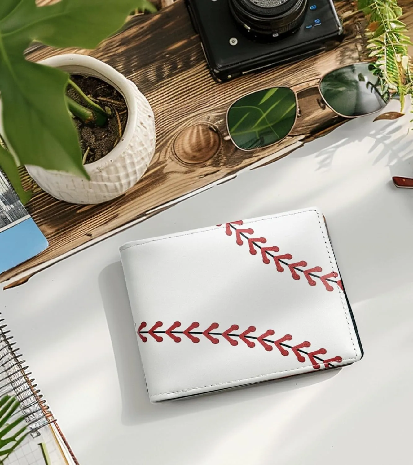 Credit Card Holder Wallet Rfid Blocking Kids Boys Bifold Teen Cool Cute for Cash with ID Window Cardholder Teenage Teenager, Baseball