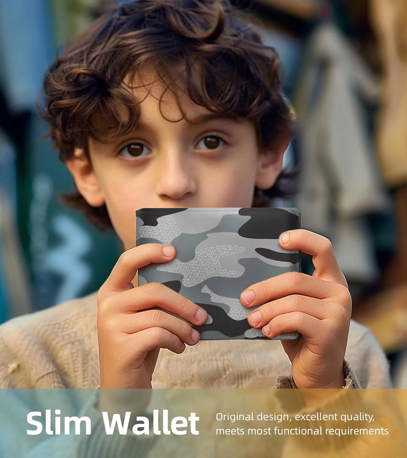 Credit Card Holder Wallet Rfid Blocking Kids Boys Bifold Teen Cool Cute for Cash with ID Window Cardholder Teenage Teenager, Black Grey