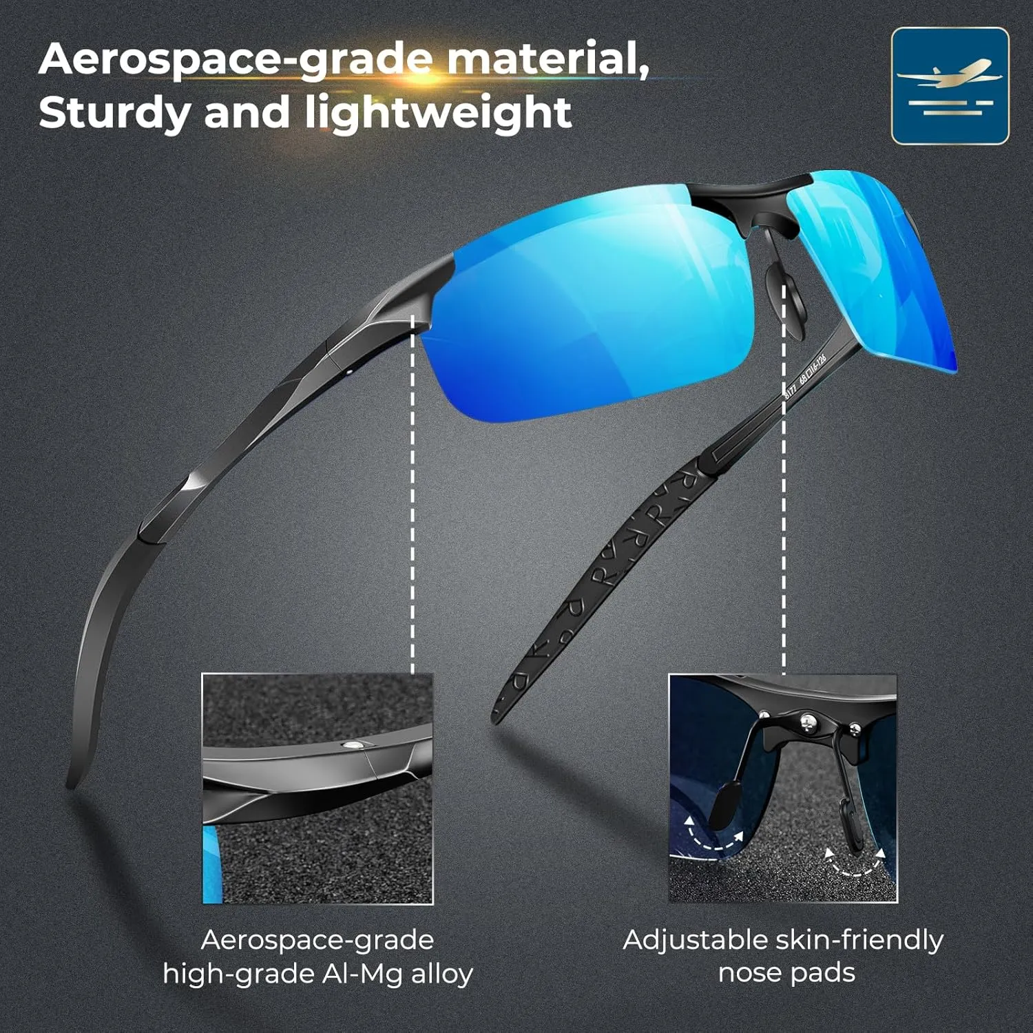 DADA-PRO Polarized Sunglasses Men Sport Driving Sun Glasses Ultralight Al-Mg Mirrored Shades UV400 Protection