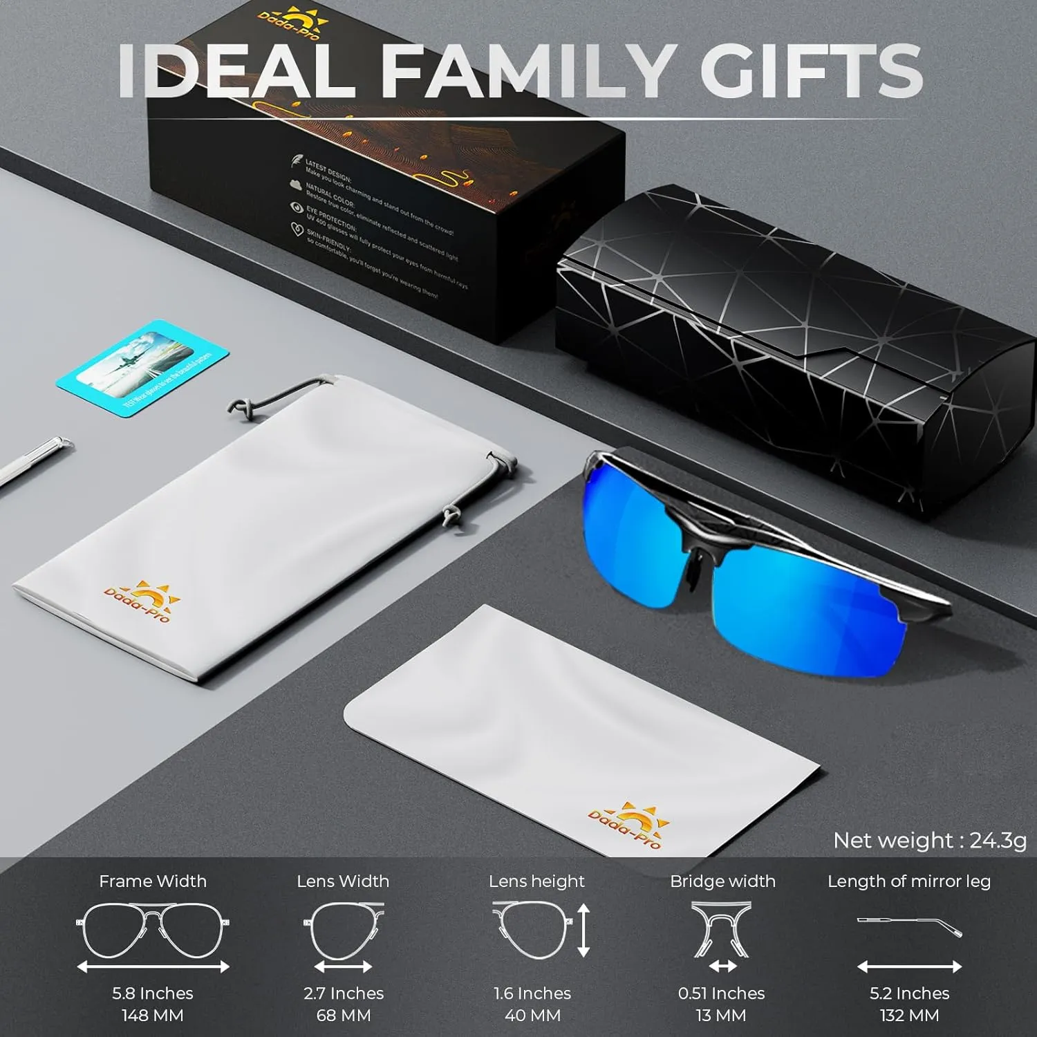 DADA-PRO Polarized Sunglasses Men Sport Driving Sun Glasses Ultralight Al-Mg Mirrored Shades UV400 Protection