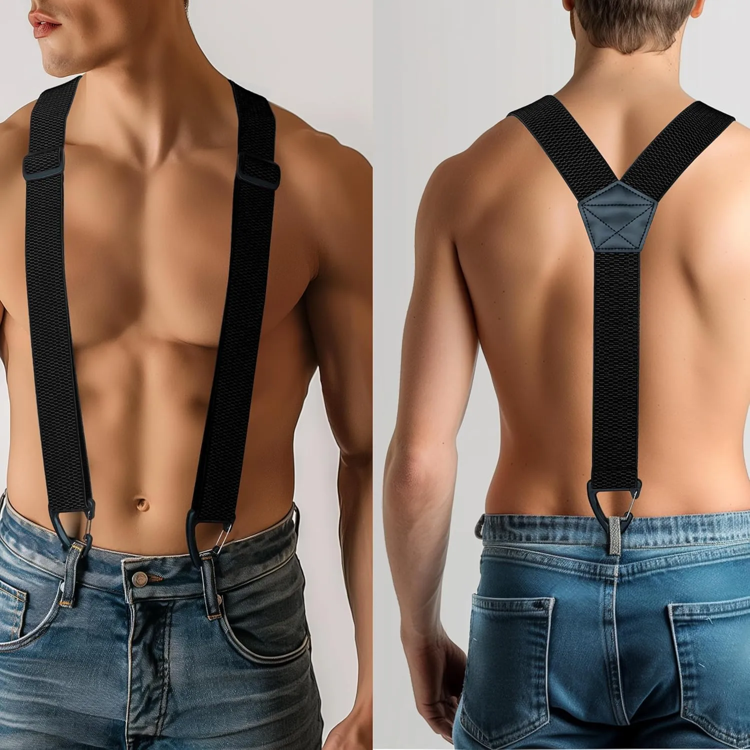 Hidden Suspenders for Men Under Clothes with 3 Snap Loop (1.48" Wide)