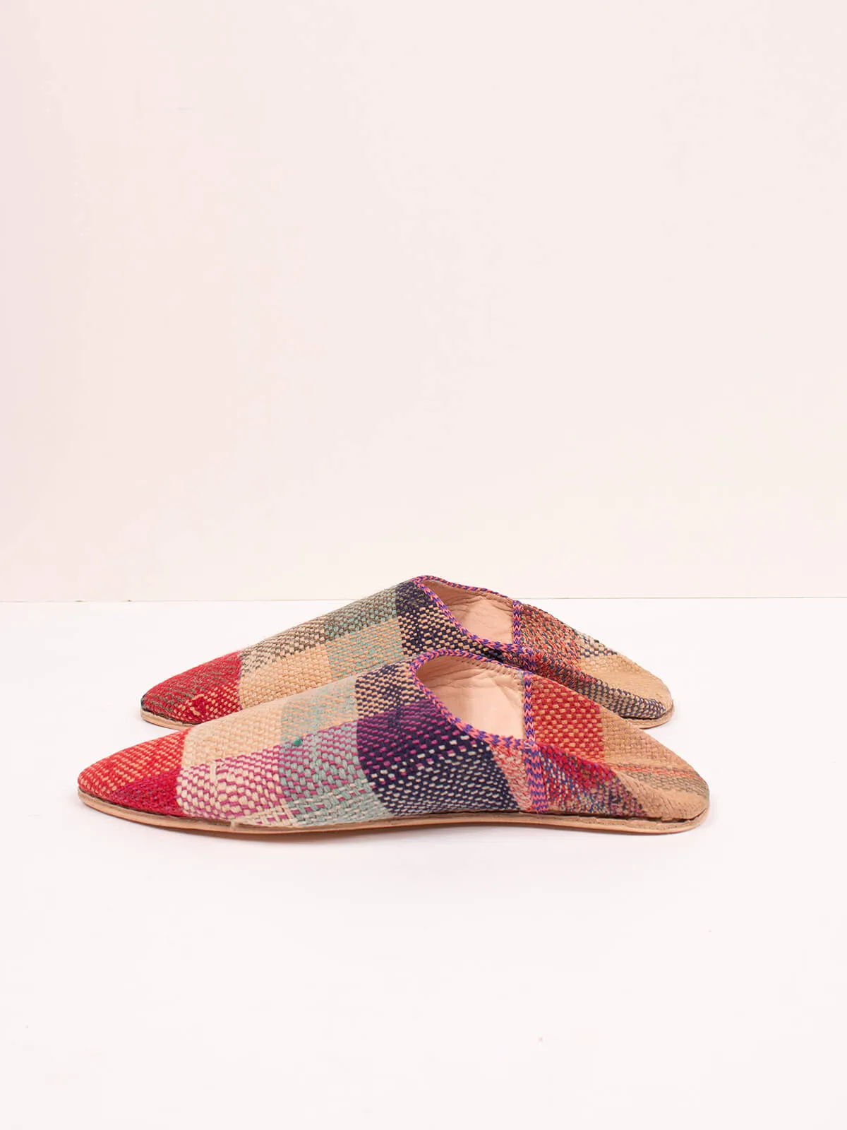 Moroccan Boujad Pointed Babouche Slippers, Agafay Check