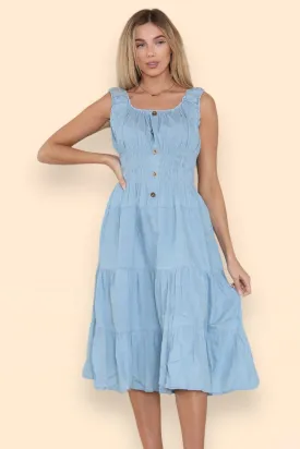 Nova Button Detail Denim Dress