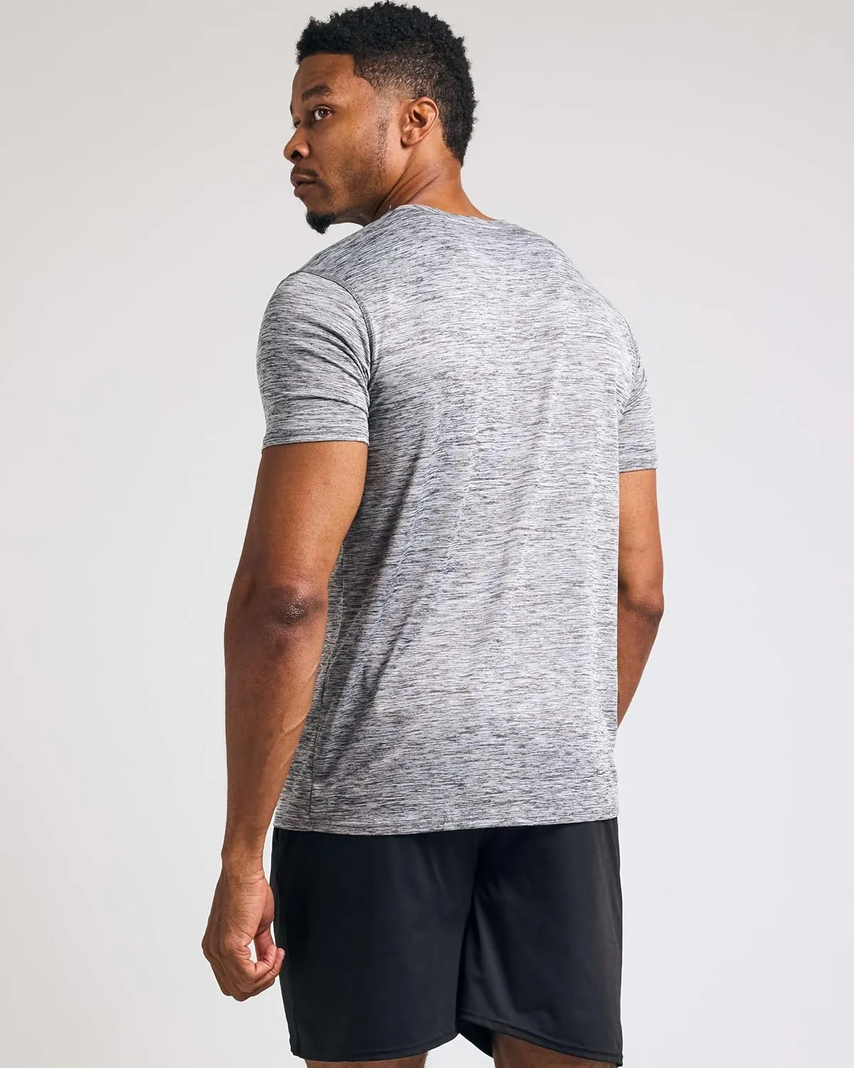 Real Essentials 5 Pack: Men??s V-Neck Dry-Fit Moisture Wicking Active Athletic Tech Performance T-Shirt