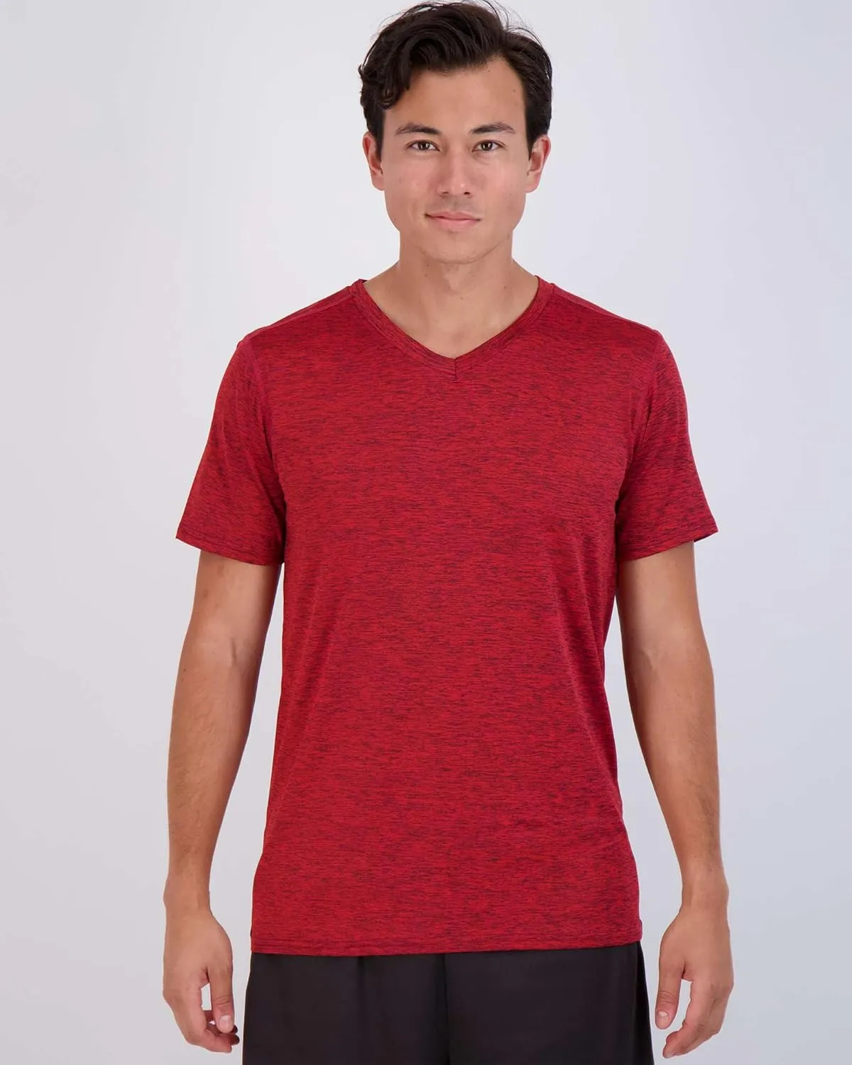 Real Essentials 5 Pack: Men??s V-Neck Dry-Fit Moisture Wicking Active Athletic Tech Performance T-Shirt