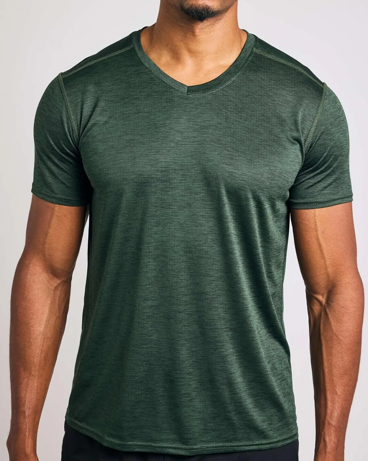 Real Essentials 5 Pack: Men??s V-Neck Dry-Fit Moisture Wicking Active Athletic Tech Performance T-Shirt