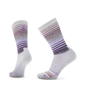 Smartwool Women's Everyday Stitch Stripe Zero Cushion Crew Socks in Purple Eclipse