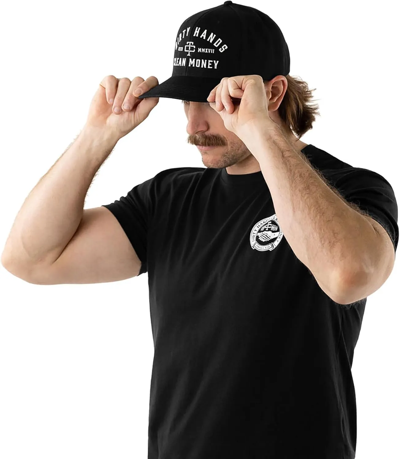 TROLL CO. CLOTHING Dirty Hands Clean Money Meshback Hat - Black, Adjustable Snapback, Curved Brim, One Size Fits Most