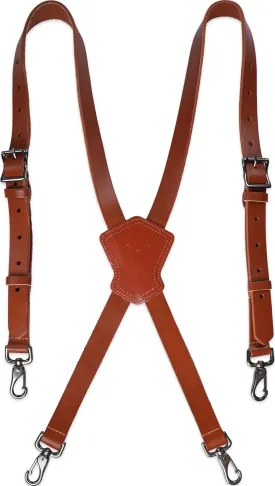 WELKINLAND Top-Grain Buffalo leather suspenders, Leather braces for men, Vintage suspenders mens, Brown Leather suspenders for men heavy duty, Leather suspenders for mens western